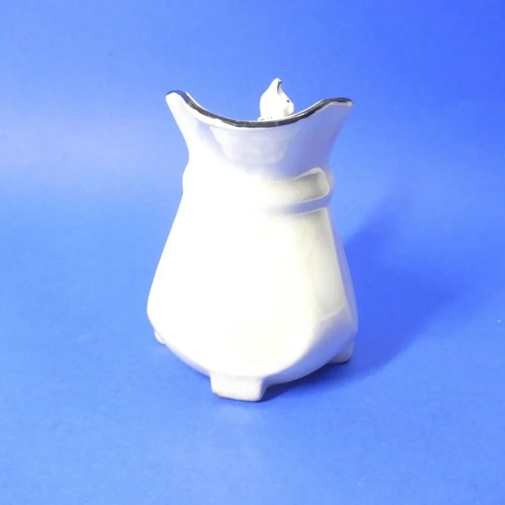 Cat Handle Creamer Vintage Cream Pitcher Porcelain Czechoslovakia